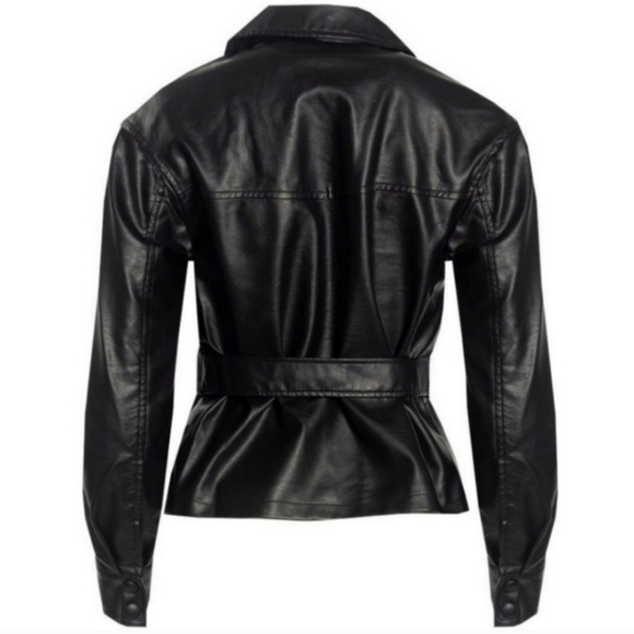 New Womens Moto Jacket Size XL Faux Leather Belted Jacket Moto Gear Jacket - Picture 5 of 11